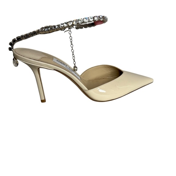 Jimmy Choo Saeda 85 Patent Pumps in Linen size 38.5/8.5 - Picture 5 of 8
